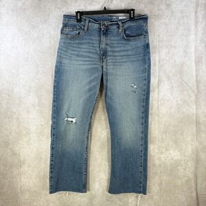 George Denim Jeans‎ Men 33x30 Blue Raw Hem Bootcut Distressed Grunge Y2K Vibe